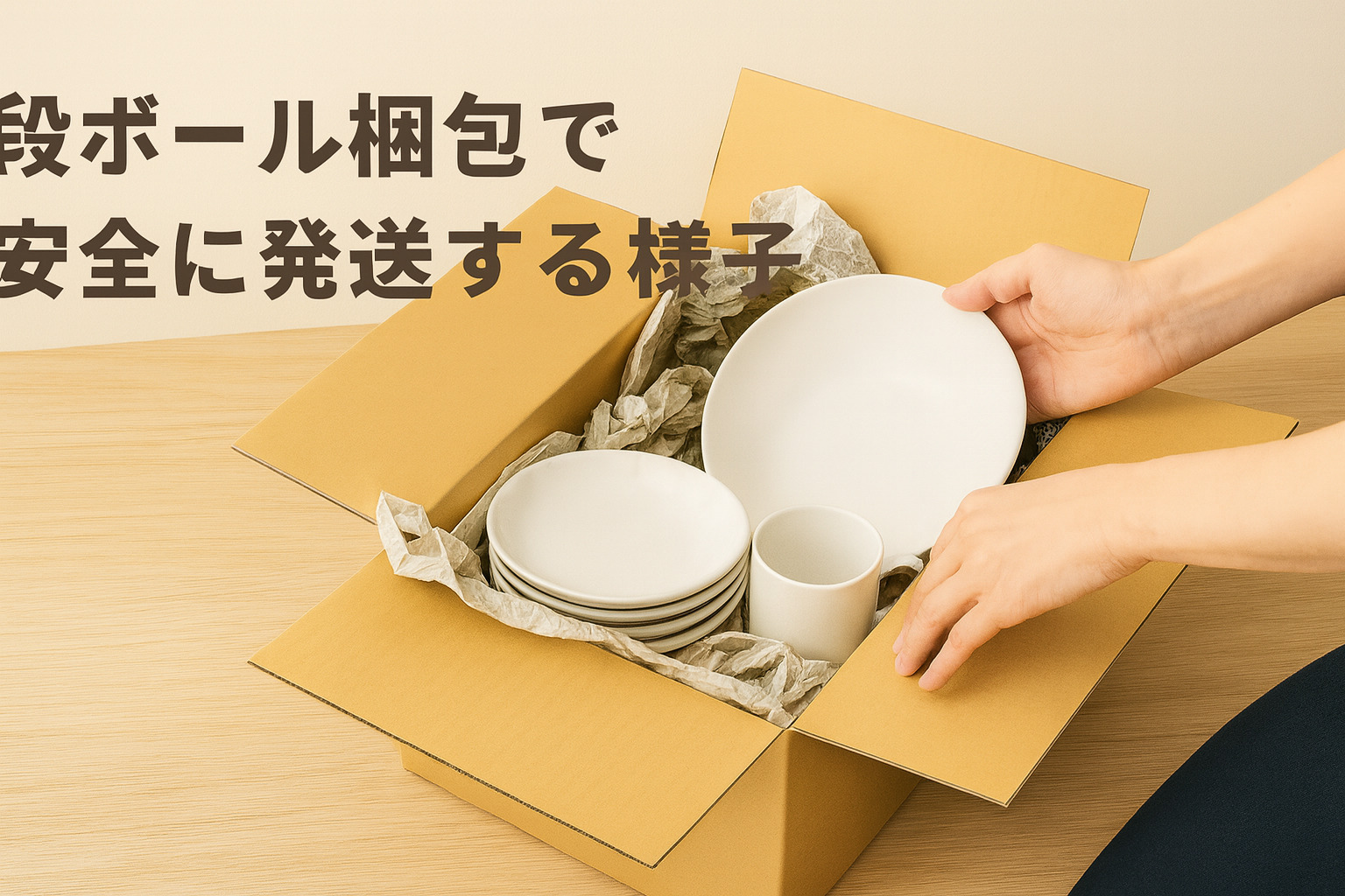 段ボール梱包で安全に発送する様子