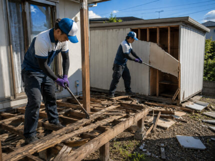 解体中の作業風景