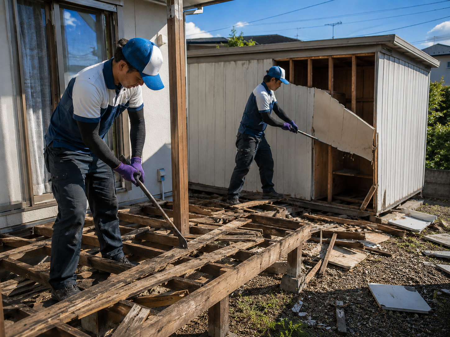 解体中の作業風景