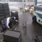 苗箱洗浄中