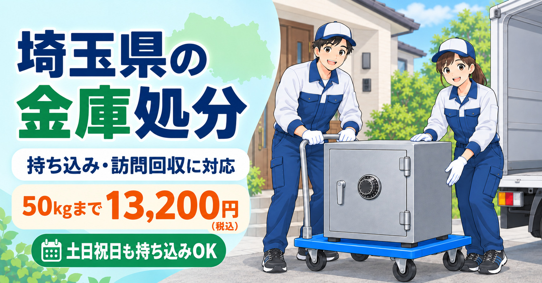埼玉県で金庫を持ち込み処分|50kgまで13,200円・土日受付OK