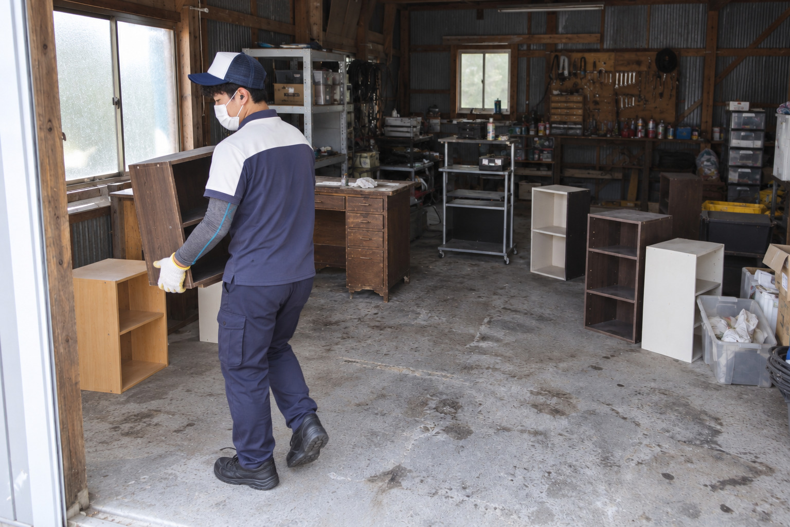 行田市の不用品回収|車・バイク整備に使われたガレージ倉庫を片付け