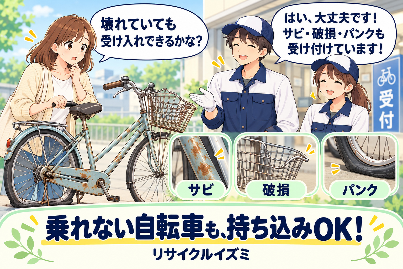 自転車壊れていても持ち込み
